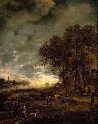 Aert van der Neer A Landscape with a River at Evening oil on canvas